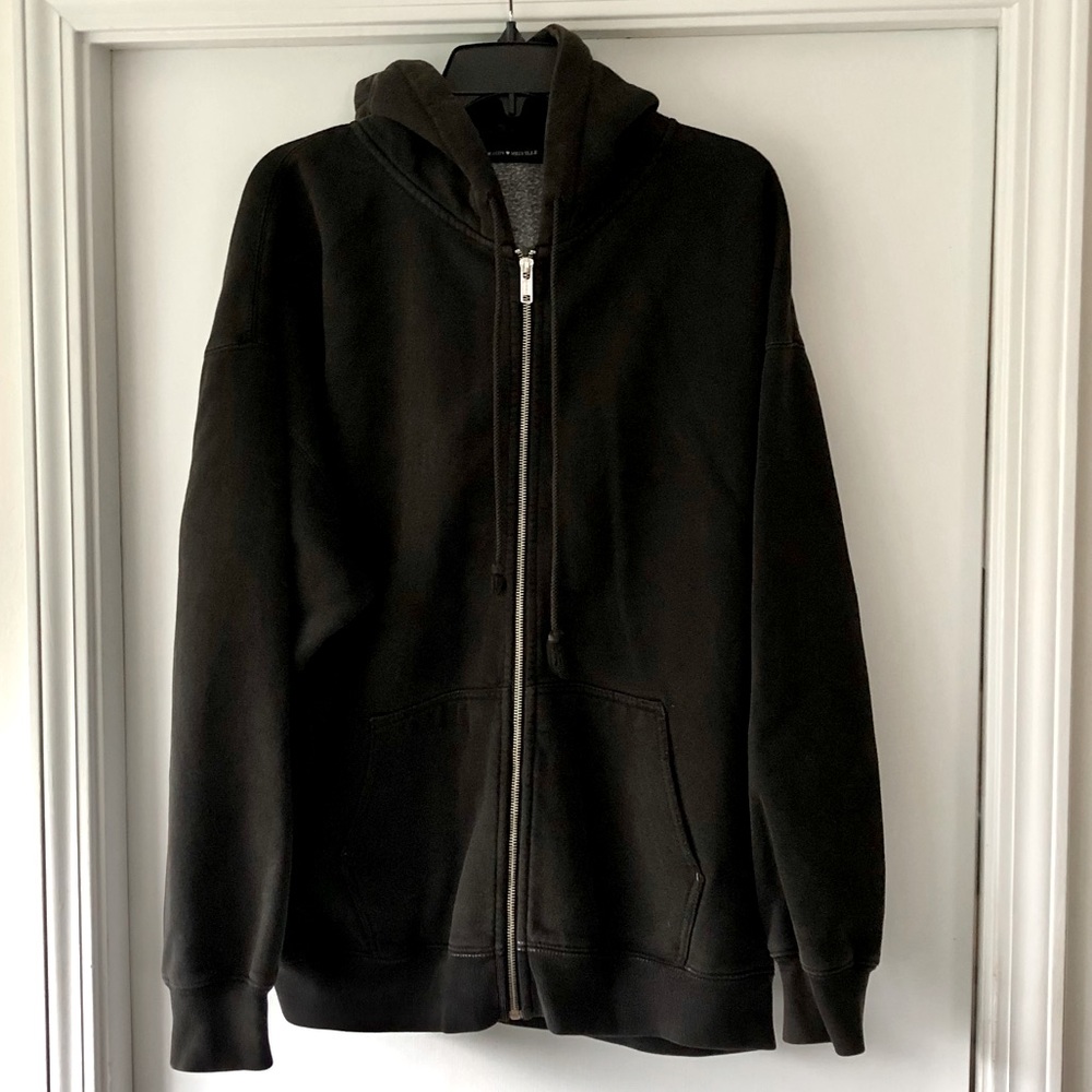 Brandy Melville Oversized, Full Zip Hoodie, Black